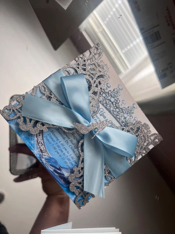 Light blue and silver slipper Cinderella theme laser cut