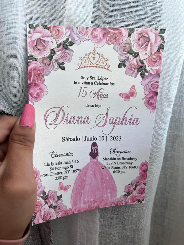 Pink quinceanera invitations