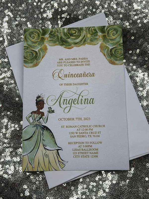 Princess themed quinceanera clearance invitations